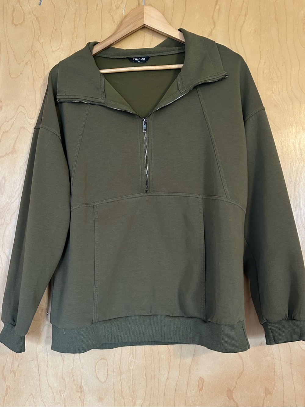Amazon Olive Green Half-Zip Pullover Hoodie